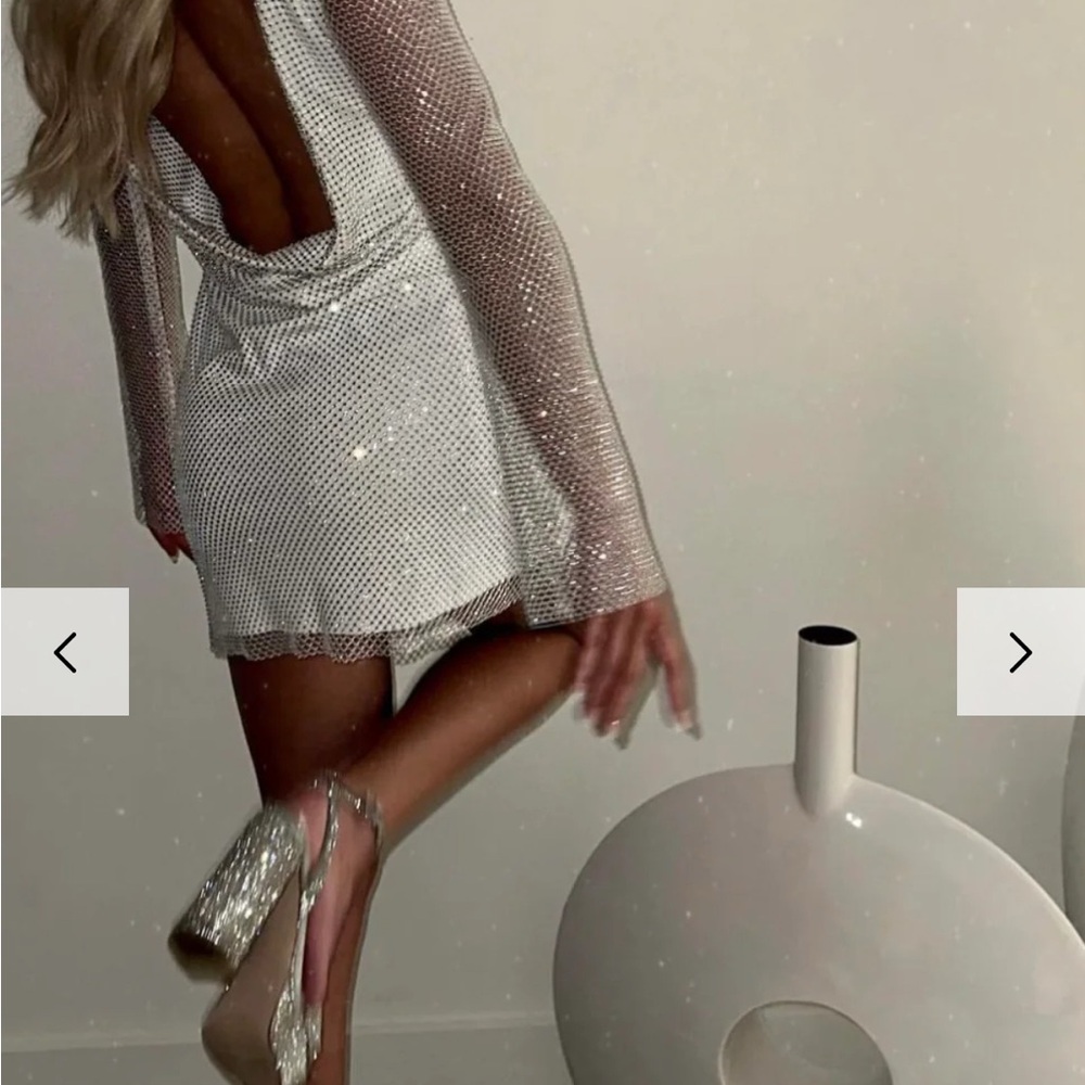 Elegant White Sequin Dress